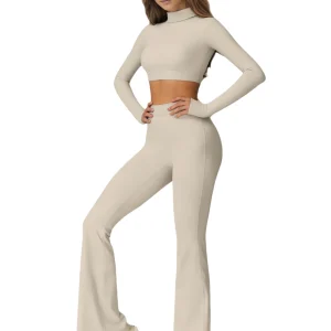 High-Neck, Long Back-Cutout, Flared Pants